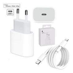 شاحن سريع لايفون 13 14، شاحن ايفون USB C معتمد من ابل بقدرة 20 واط مع كيبل شحن ايفون لايتنينج اصلي بطول 2 متر متوافق مع ايفون 14 13 برو ماكس 13 12 SE 11 XR XS X ايباد، أبيض